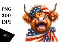 Highland Cow Portrait with Party Hat and Scarf Product Image 3