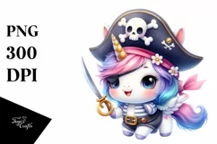 Pastel Cute Baby Unicorn Pirate | Clipart Product Image 1