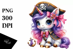 Pastel Cute Baby Unicorn Pirate | Clipart Product Image 1