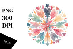 Simple Flower with Heart Petals, Pastel Watercolor Product Image 1