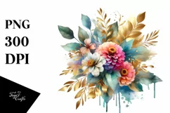 Vibrant Abstract Bouquet Gold Foil | Clipart Product Image 3