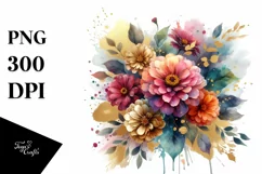 Vibrant Abstract Bouquet Gold Foil | Clipart Product Image 1