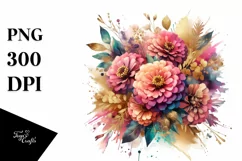 Vibrant Abstract Bouquet Gold Foil | Clipart Product Image 3