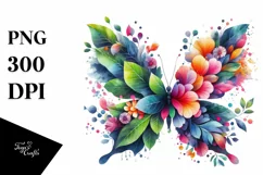 Vibrant Flower Butterfly PNG Product Image 1
