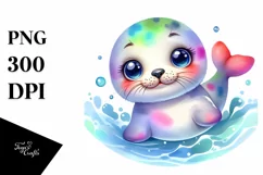 Colorful Baby Ringed Seal Swimming | Clipart Product Image 1