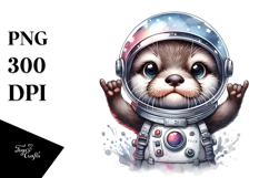 Cute Baby Otter with Astronaut Helmet PNG Product Image 1