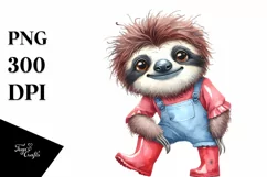 Watercolor Sloth Big Eyes Standing Up | Clipart Product Image 3