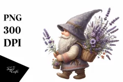 Detailed Gnome Lavender Bouquet Sublimation Clipart Product Image 3