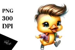 Watercolor Jumping Baby Duck PNG Product Image 1