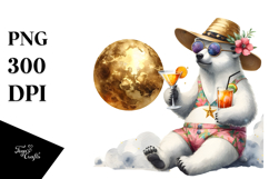 Beach Bear with Cocktail PNG Product Image 1