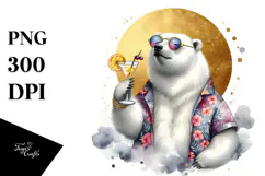 Funky Polar Bear in Beachwear PNG Product Image 1
