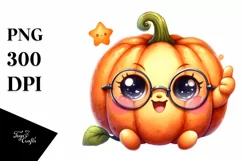 Cute Pumpkin Thumbs Up Watercolor Clipart Product Image 3