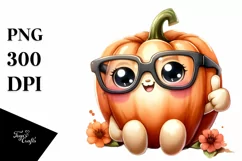 Cute Pumpkin Thumbs Up Watercolor Clipart Product Image 1
