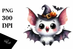 Funny Watercolor Halloween Bat | Clipart Product Image 3