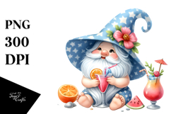 Summer Gnome with Cocktail PNG Product Image 1