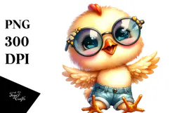 Expressive Baby Chicken with Sunglasses | Clipart Product Image 1