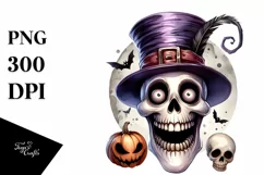Funny Watercolor Halloween Skull | Clipart Product Image 3