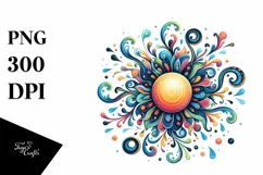 Colorful Sun, Cloud, Moon Watercolor Cute Clipart Product Image 3