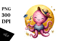Cute Octopus in Beachwear, High-Res PNG Product Image 1