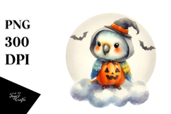 Cute Baby Parrot Standing on Moon, Transparent PNG Product Image 1