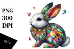 Colorful Bunny Made of Diamonds, PNG Product Image 1