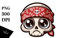 Cartoony Skull with Bandana PNG Product Image 1
