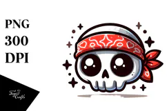 Cartoony Skull with Bandana PNG Product Image 1