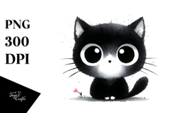 Funny Simple Black Cat PNG Product Image 1