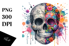 Colorful Cute Skull with Splashes, Transparent PNG Product Image 1