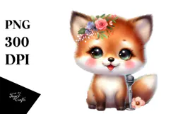 Cute Baby Fox with Singer Look PNG Product Image 1