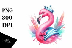Vibrant Sailor Flamingo Sticker Clipart Product Image 4