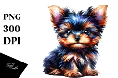 Watercolor Expressive Yorkshire Terrier PNG Product Image 1