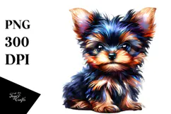 Watercolor Expressive Yorkshire Terrier PNG Product Image 1
