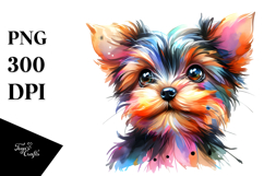 Expressive Baby Yorkshire Terrier, Watercolor PNG Product Image 1