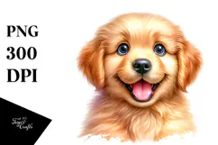 Happy Golden Retriever Baby PNG Product Image 1