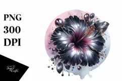 Glossy Hibiscus Made of Shiny Material | Sublimation Clipart Product Image 1