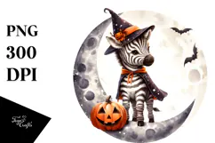 Retro Baby Zebra on Moon, High-Quality PNG Product Image 1