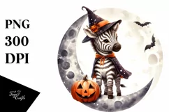 Retro Baby Zebra on Moon, High-Quality PNG Product Image 1