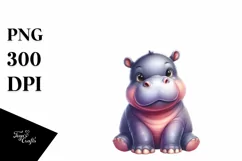 Funny Cute Baby Hippo Barn | Clipart Product Image 3