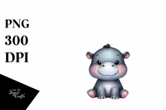 Funny Cute Baby Hippo Barn | Clipart Product Image 1