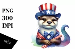 Colorful Otter with USA Hat | Clipart Product Image 3