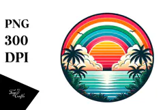 Retro Tropical Rainbow Sunset, 20 oz Tumbler Product Image 1