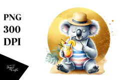 Cute Koala with Beachwear PNG Product Image 1