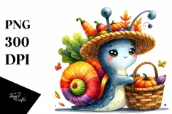 Quirky Baby Snail Autumn Vegetables Watercolor Product Image 3