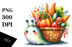 Quirky Baby Snail Autumn Vegetables Watercolor Product Image 3