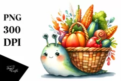 Quirky Baby Snail Autumn Vegetables Watercolor Product Image 3