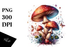 Detailed Glossy Mushroom Watercolor Product Image 1