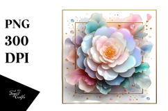 Glossy Camellia with Golden Frame PNG Product Image 1