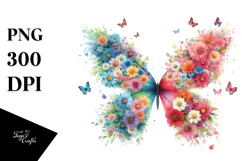 Butterfly Floral Painting PNG Product Image 1