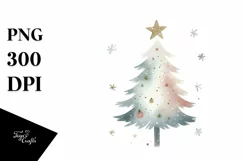 Cute Christmas Tree Watercolor PNG Product Image 1